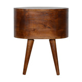 English Elm Chestnut Rounded Bedside Table