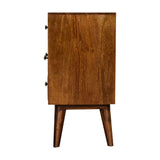 English Elm 4 Drawer Multi Chestnut Bedside