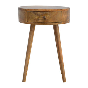 English Elm Nordic Circular Bedside Table Oak - 1-Drawer Solid Wood Nightstand, Minimalist Modern Design B182P166492