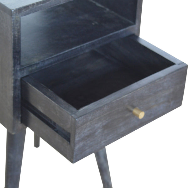 English Elm Mini Ash Black Nightstand Solid Wood Accent Table - Timeless, Compact 16" Square Nightstand for Modern Homes B182P166522