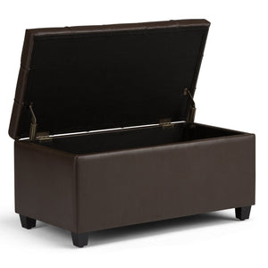 English Elm Sienna Storage Ottoman Bench - Stylish Chocolate Brown Faux Leather With Hidden Storage & Comfort B136P159113-GIGA