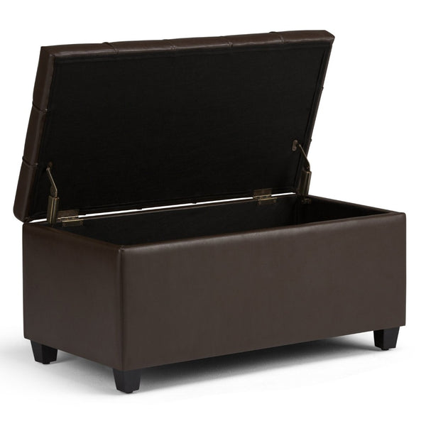 English Elm Sienna Storage Ottoman Bench - Stylish Chocolate Brown Faux Leather With Hidden Storage & Comfort B136P159113-GIGA