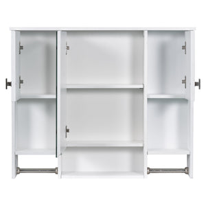 English Elm 35'' Modern Wall-Mounted Medicine Cabinet with Mirror, Ample Storage, Adjustable Shelves & Towel Bar White WF317173AAK