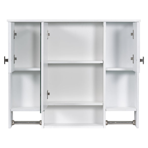 English Elm 35'' Modern Wall-Mounted Medicine Cabinet with Mirror, Ample Storage, Adjustable Shelves & Towel Bar White WF317173AAK