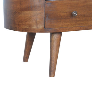 English Elm Chestnut Rounded Entertainment Unit With Nordic Legs, 4 Drawers & Open Slots For Stylish Storage B182P166512