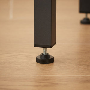 English Elm Pub Industrial 5-Piece High Dining Set with Rustic Brown Table & 4 PU Leather Bar Chairs, Adjustable Feet, Sturdy Steel Frame, Comfortable Cushions, 47.2"L x 23.6"W x 35.4"H W1668P164658