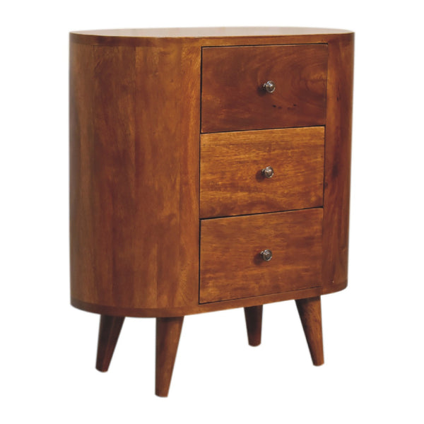 English Elm Mini Chestnut Cabinet - Solid Wood Nightstand, Timeless Chestnut Finish, Compact 27.6x15.7x22.8" Stylish Storage B182P166582