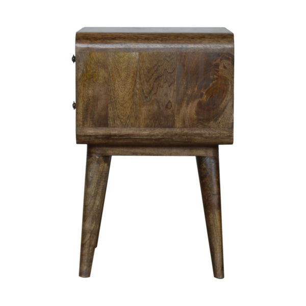 English Elm Curved Solid Wood Grey Wash Nightstand with 2 Drawers, Nordic Legs, Timeless Elegant Accent Piece B182P166523