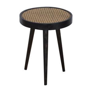 English Elm Carbon Black Rattan End Table