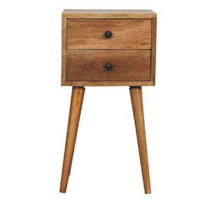 English Elm Mini 2 Drawer Oak-ish Nightstand – Compact Solid Wood Accent Table, Contemporary Clean Lines, Cozy Style B182P166675