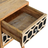 English Elm Solid Wood Mini Bone Inlay 2 Drawer Bedside