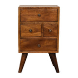 English Elm 4 Drawer Multi Chestnut Bedside