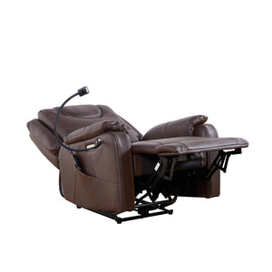 English Elm Liyasi Zero Gravity Power Recliner Eco Leather Massage Lumbar Heat Usb Charging Brown W820S00075