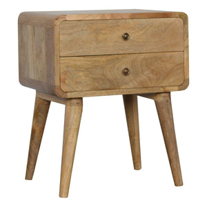 English Elm Curved Oak-ish Bedside Nightstand, Solid Wood Oak Finish, Timeless Curved Design, Compact 21.6" L x18" H B182P166527