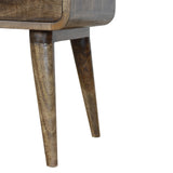 English Elm Curved Classic Grey Washed Bedside