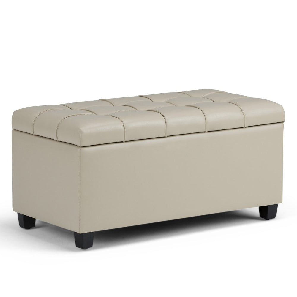 English Elm Sienna Storage Ottoman Bench In Satin Cream - Stylish, Functional Seating With Hidden Storage Solutions B136P159114-GIGA