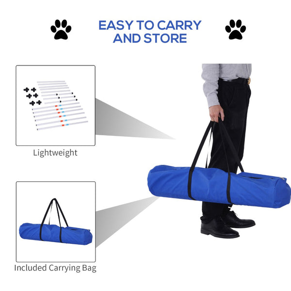 English Elm Pawhut Adjustable Dog Agility Training Set With Weave Poles & Carry Bag For Ultimate Fun & Skill W2225P166454-GIGA