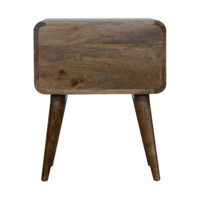 English Elm Curved Solid Wood Grey Wash Nightstand with 2 Drawers, Nordic Legs, Timeless Elegant Accent Piece B182P166523