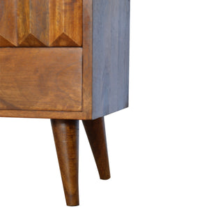 English Elm Chestnut Prism Bedside Nightstand - Stylish Solid Wood Table With Modern Design & Practical Storage B182P166498