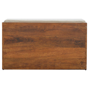 English Elm Mud Linen Pull-Out Shoe Bench With 2 Shelves For Stylish Storage And Seating In Chestnut Finish B182P166490