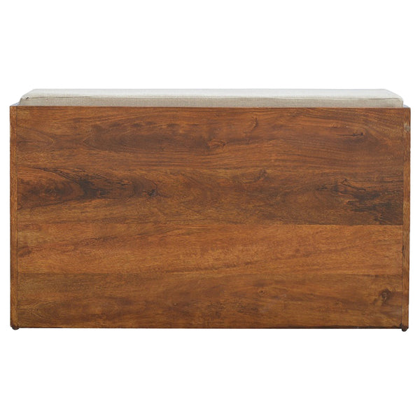 English Elm Mud Linen Pull-Out Shoe Bench With 2 Shelves For Stylish Storage And Seating In Chestnut Finish B182P166490