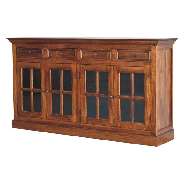English Elm Large Glazed Sideboard Chestnut Solid Wood 68.9" x 18.9" x 39.4" – Timeless, Functional, Contemporary Storage B182P166690