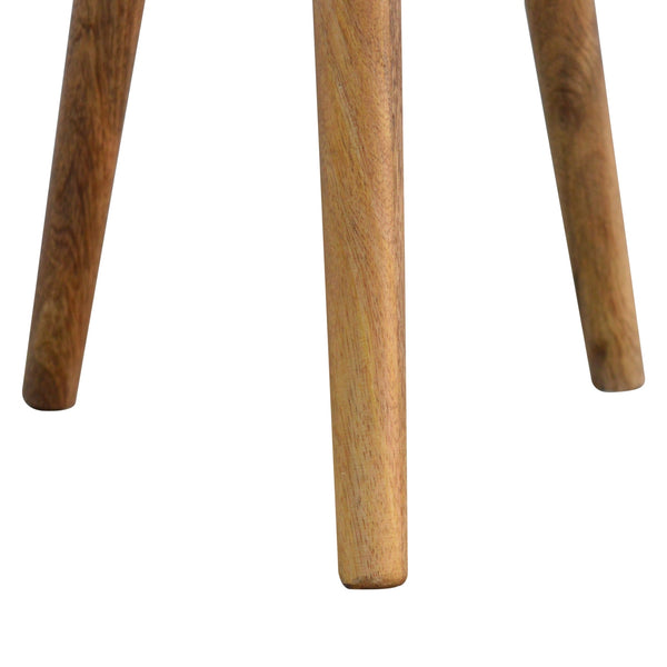 English Elm Solid Bone Inlay Tripod Stool - 100% Mango Wood Accent Table, Beige & White, Sustainable Decor B182P234165