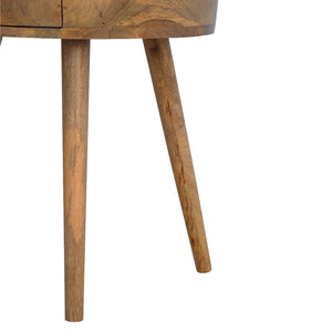 English Elm Nordic Circular Bedside Table Oak - 1-Drawer Solid Wood Nightstand, Minimalist Modern Design B182P166492