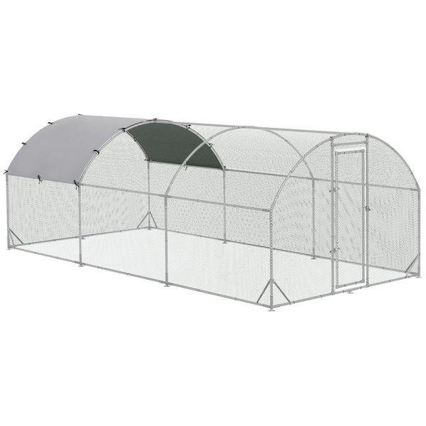 English Elm Pawhut Walk-in Galvanized Steel Chicken Run with Dome Canopy for Yard Farm Use W2225P166433