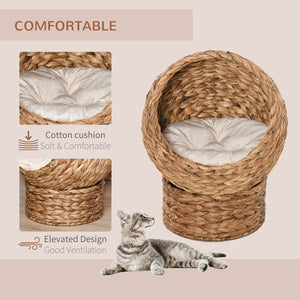 English Elm Pawhut Handwoven Elevated Cat Bed - Cozy Egg Chair Design, Plush Cushion, Stylish Indoor Kitty Retreat W2225P166440-GIGA
