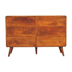 English Elm Large Curved Chestnut Chest – Solid Wood 51" Storage Console, Timeless Curved Design, Chestnut Finish B182P166676