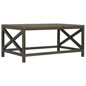 English Elm Industrial Round Butler Tray Table — Timeless wood & metal accent table, versatile stylish side table for living spaces Pewter B182P166600