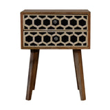 Scandi Bone Inlay Bedside Table - Timeless Elegance for Stylish Home Decor