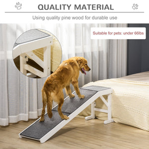 English Elm Pawhut Solid Pine Pet Ramp with Grip Carpet and Rest Platform for Bed or Sofa W2225P166448