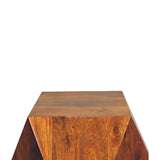 English Elm Chestnut Abstract End Table