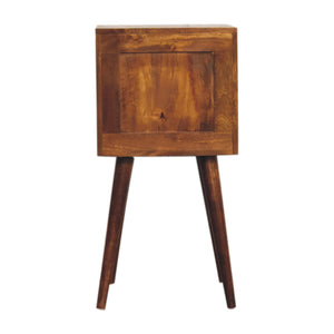 English Elm Mini Chestnut Cube Nightstand With 2 Drawers – Stylish, Compact Storage For Modern Spaces & Decor B182P166573
