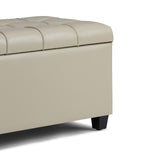 Hearth and Haven Tufted Vegan Faux Leather Storage Ottoman Bench B136P159114 Cream
