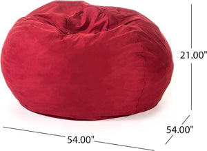 English Elm 5-Foot High-Density Shredded Foam Bean Bag Chair – Cozy Microsuede Cover For Kids & Adults, Red B181P164877
