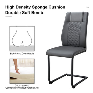 English Elm Modern Pu Leather Dining Chairs with Metal Frame Cushioned Seating Set of 4 W1151112848