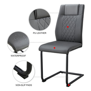 English Elm Modern Pu Leather Dining Chairs with Metal Frame Cushioned Seating Set of 4 W1151112848