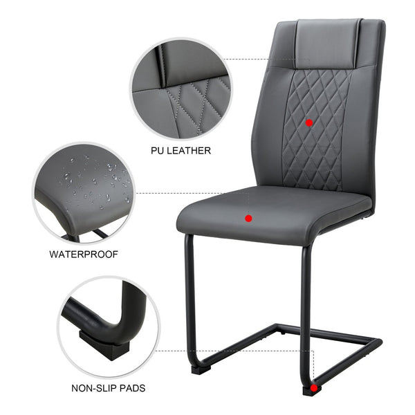 English Elm Modern Pu Leather Dining Chairs with Metal Frame Cushioned Seating Set of 4 W1151112848