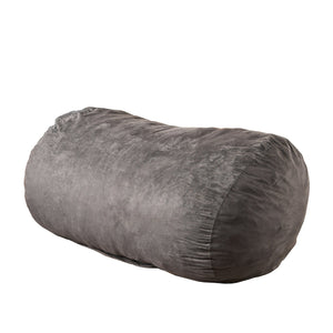 English Elm Nest 6.5 Foot Cylindrical Suede Bean Bag Chair with Removable Washable Cover and High-Density Foam Comfort Charcoal B181P163038