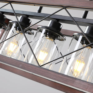 English Elm (same as W1340p155971) Redwood Iron 5-light Rectangle Chandelier for Kitchen Island Dining W1340P206646
