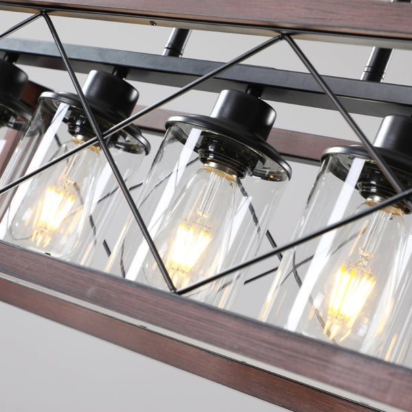 English Elm (same as W1340p155971) Redwood Iron 5-light Rectangle Chandelier for Kitchen Island Dining W1340P206646