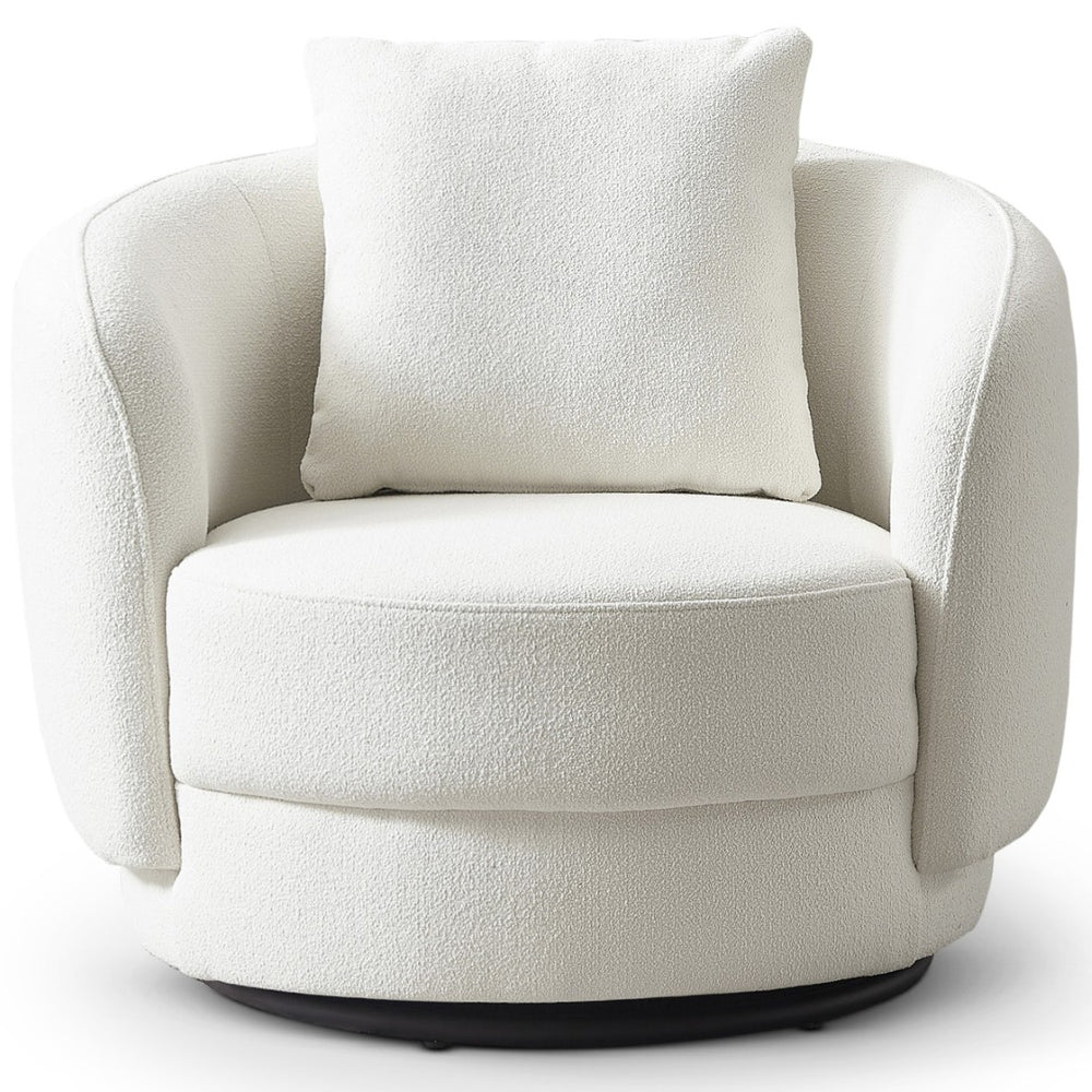 English Elm Dylan Boucle Upholstered Lounge Chair with Curved Back and Solid Wood Legs B183P201791