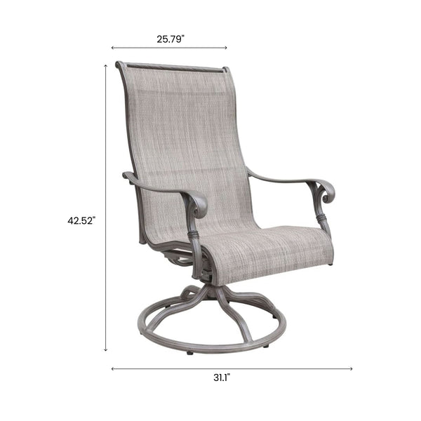 English Elm Sling Macan 2-Piece Rocker Swivel Patio Chairs, Rust-Proof Aluminum Frame, Grey Sling Comfort, Weather-Resistant Elegance B010119298
