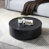 English Elm 39.37'' Black Marble Round Coffee Table Sturdy Fiberglass Table For Living Room ,No Need Assembly.