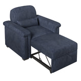 Hearth and Haven Yearn Fabric Upholstered Sofa Bed with Lumbar Pillow and Metal Frame, Dark Blue BS319895AAC