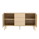 English Elm Modern Cabinet With 2 Doors and 3 Drawers, Suitable For Living Rooms, Studies, and Entrances.