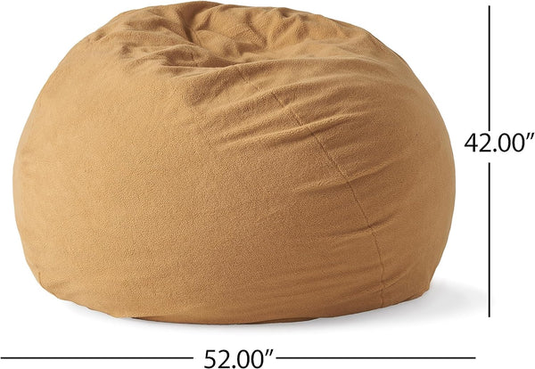 English Elm 5-Foot Cozy High-Density Shredded Foam Bean Bag Chair For Kids & Adults - Stylish Yellow Lounge Seat B181P164881